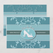 De Pantoffel van het Glas van Cinderella bewaart Save The Date (Voorkant / Achterkant)