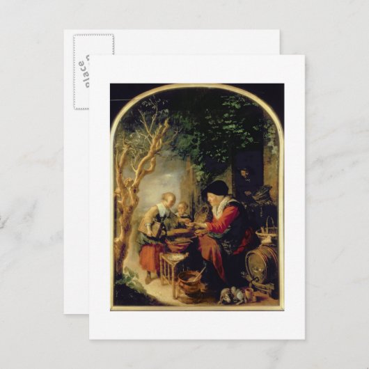 De pantserverkoper, 1650-55 (olie op het paneel) briefkaart (Voorkant / Achterkant)