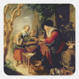 De pantserverkoper, 1650-55 (olie op het paneel) vierkante sticker