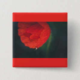 De papaver en de spin vierkante button 5,1 cm