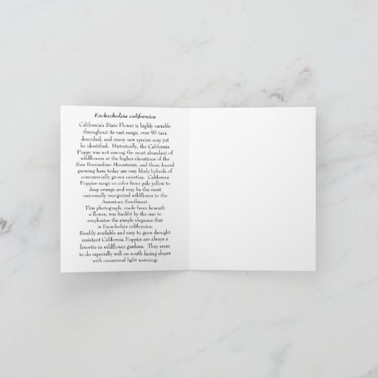 De Papaver van Californië - Inheemse Notecard Kaart (Binnen)