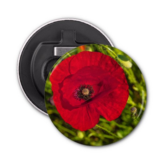 De papaverreeks #2 button flesopener (Voorkant)