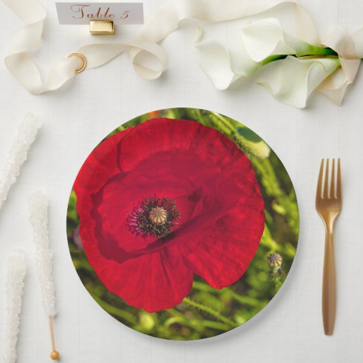 De papaverreeks #2 papieren bordje (Huwelijk)