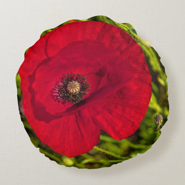 De papaverreeks #2 rond kussen (Achterkant)