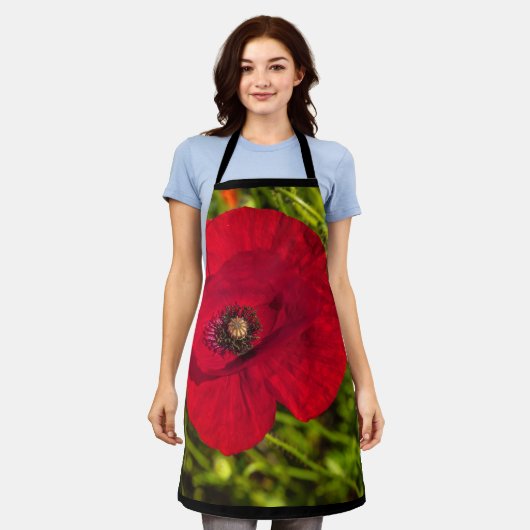 De papaverreeks #2 schort (Gedragen)