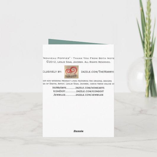 De Papavers van Nouveau (dank u van Beide Nota) Bedankkaart (Achterkant)