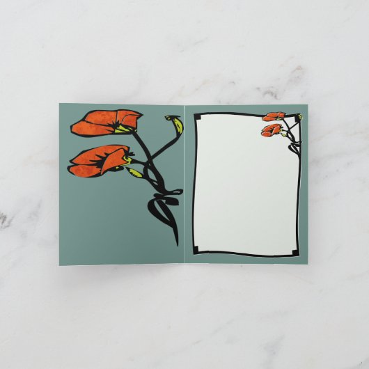 De Papavers van Nouveau (dank u van Beide Nota) Bedankkaart (Binnen)