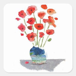 De papavers vierkante sticker