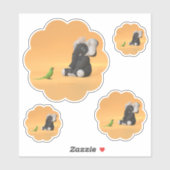 De papegaai ontmoet een gevulde sticker van olifan (Vel)