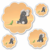 De papegaai ontmoet een gevulde sticker van olifan (Voorkant)