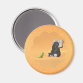 De papegaai ontmoet een opgezette olifantenmagneet magneet (Voorkant / Achterkant)