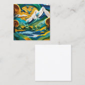 De papier gesneden bergscène is mooi met de vierkante visitekaartje (Voorkant / Achterkant)