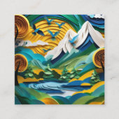 De papier gesneden bergscène is mooi met de vierkante visitekaartje (Voorkant)