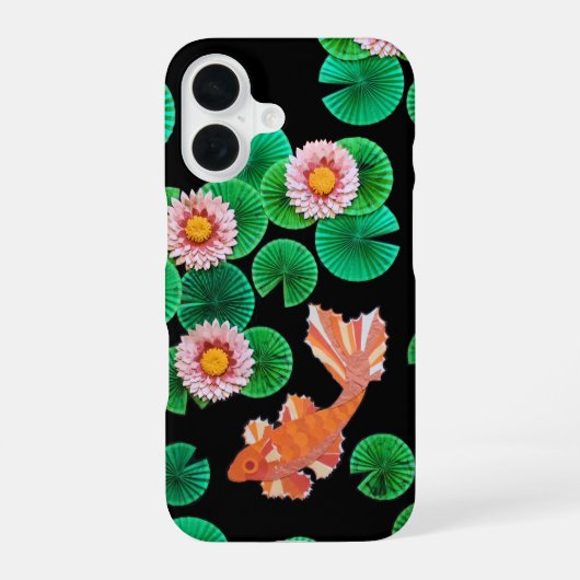 De Papier Koi Vijver iPhone 16 Hoesje (Achterkant)