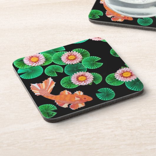 De papieren Koi Pond Bier Onderzetter (Linkerzijde)