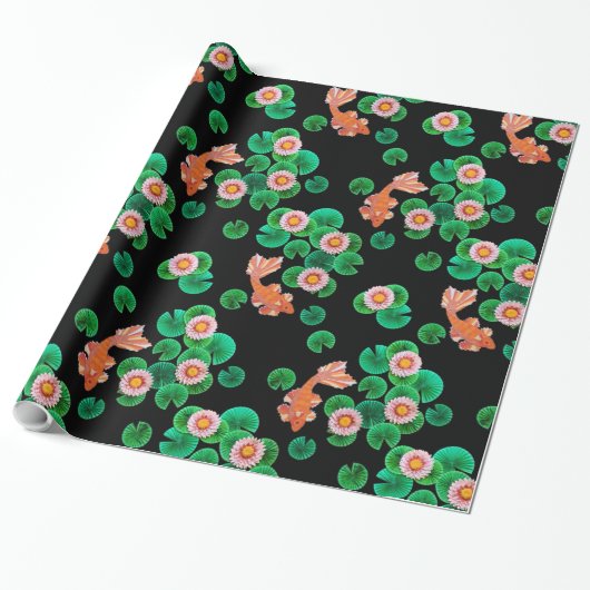 De papieren Koi Pond Cadeaupapier (Uitgerold)
