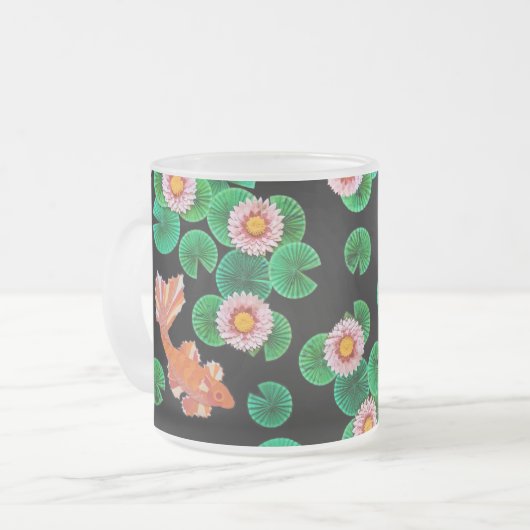 De papieren Koi Pond Matglas Koffiemok (Voorkant links)
