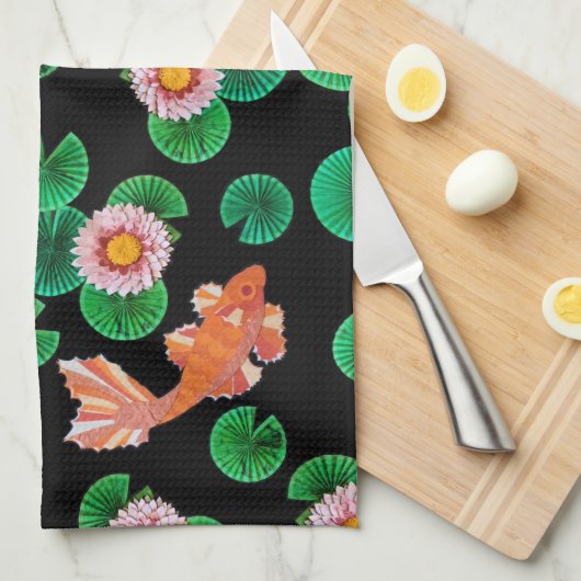 De papieren Koi Pond Theedoek (Quarter Fold)