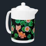 De papieren Koi Pond Theepot<br><div class="desc">Kort gekleurd afbeelding voor papierkunst van oranje koivissen met waterlappen</div>