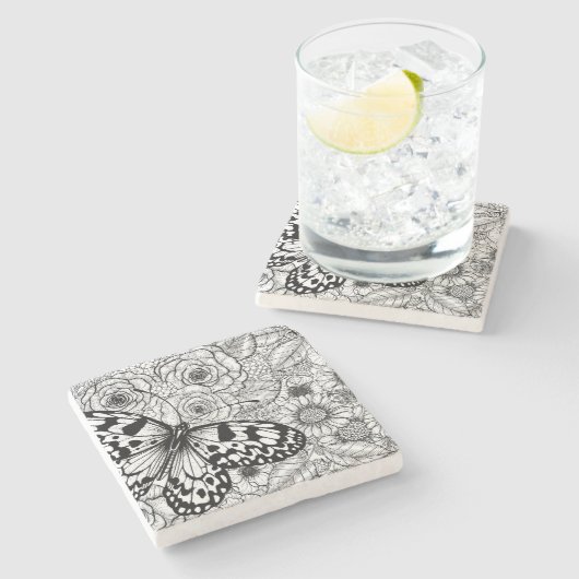 De papiermijttuin stenen onderzetter (Zijkant)