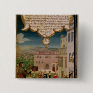 De parabel van de bruine maagd en de bruine maagd vierkante button 5,1 cm