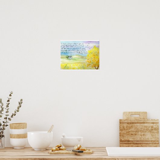 De parabel van de mosterd-Waterverf afdrukken Poster (Keuken)