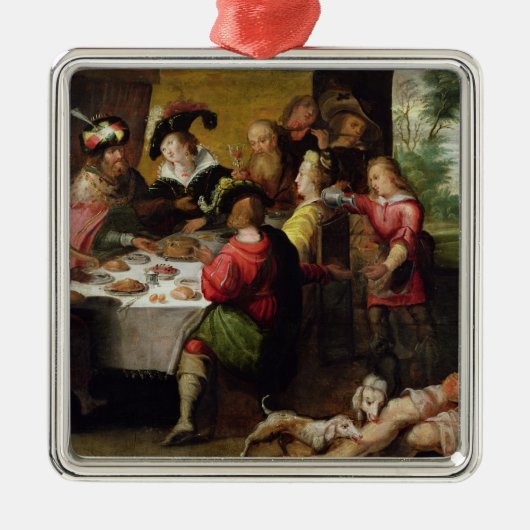 De parabel van het rijke Man en Lazarus Metalen Ornament (Voorkant)