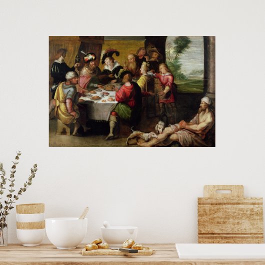 De parabel van het rijke Man en Lazarus Poster (Keuken)