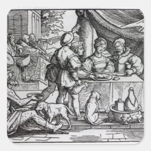 De parabel van Lazarus en Dives Vierkante Sticker