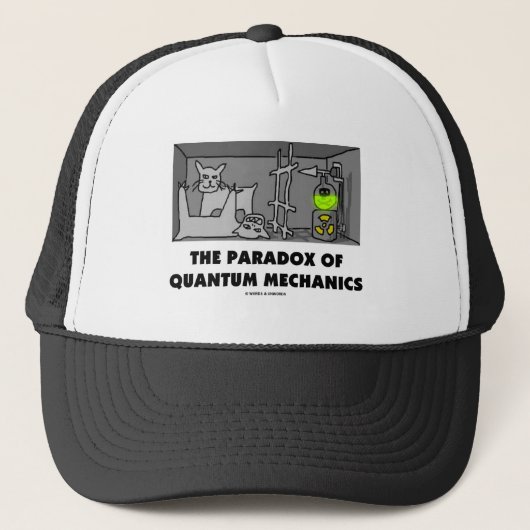 De paradox van kwantummechanica (Fysica-Humor) Trucker Pet (Voorkant)