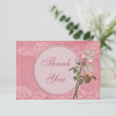 De parels & de Sjofele Elegante Rozen van het Kant Bedankkaart (Staand voorkant)