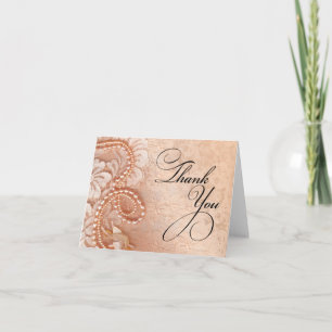 De parels en het Kant danken u   perfecte perzik Bedankkaart