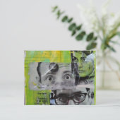 De paren ogen die naar junk journal collage kijken briefkaart (Staand voorkant)