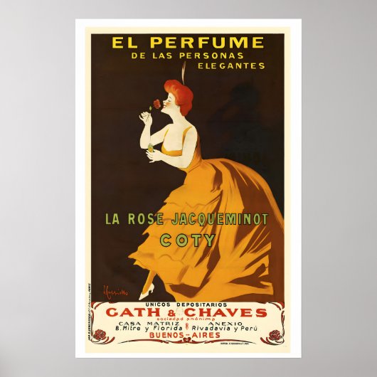 De parfum... La Rose Jacqueminot Coty Vintage Poster (Voorkant)