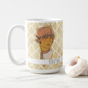 De Parijse Flapper in Gouden Champagne Art Deco Tw Koffiemok