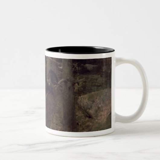 De paring van de Capercaillies, 1888 Tweekleurige Koffiemok (Rechts)
