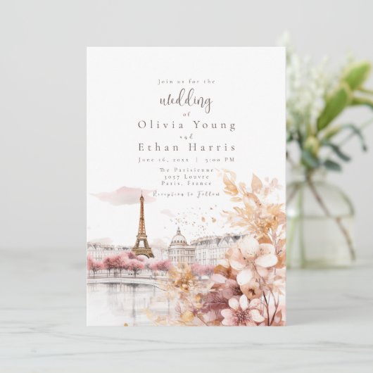 De Parisienne bruiloft Kaart (Staand voorkant)