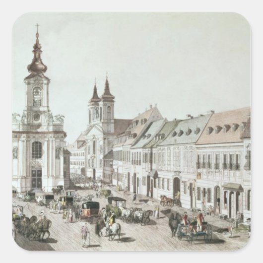 De parochiekerk en het kerkhof van Fauxbourg Vierkante Sticker (Voorkant)