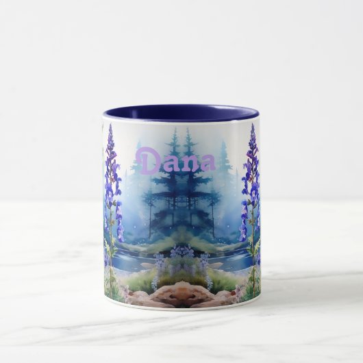 De parochiekerk. Gepersonaliseerde Larkspur, Larks Mok (Midden)