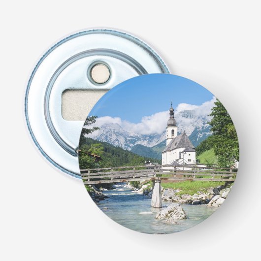 De parochiekerk van Ramsau Button Flesopener (Voorkant)