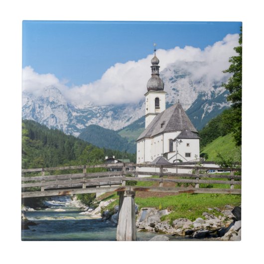 De parochiekerk van Ramsau in Beieren, Duitsland Tegeltje (Voorkant)