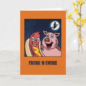 De Parodie Grappig Halloween van Frankenstein Kaart (Gele Bloem)