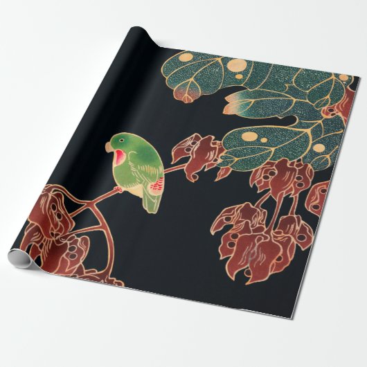 De Paroquet Colorful Bird Japanse afbeelding Cadeaupapier (Uitgerold)