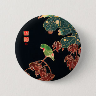 De Paroquet Colorful Bird Japanse afbeelding Ronde Button 5,7 Cm
