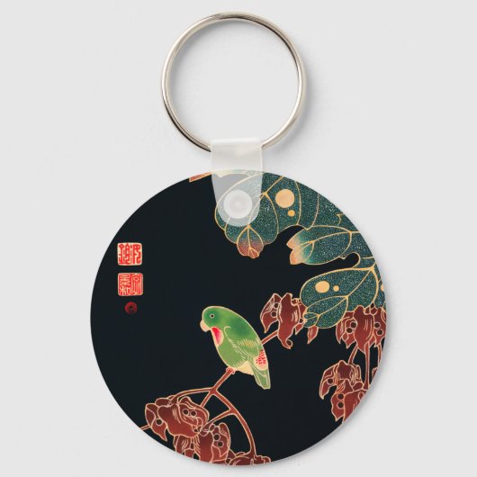 De Paroquet Colorful Bird Japanse afbeelding Sleutelhanger (Voorkant)
