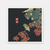 De Paroquet  Japanse Bird Woodblock Druk Servet (Voorkant)