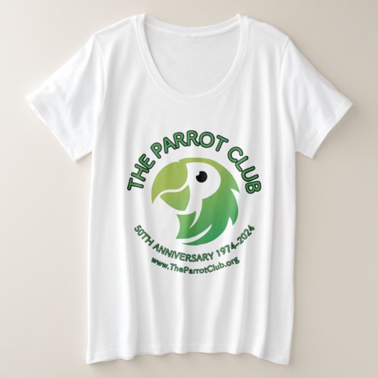 De Parrot Club 50e Jubileum Dames Grote Maat T-shirt (Design voorkant)