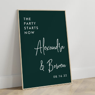 De partij begint nu een bruiloft Bosgroen Poster
