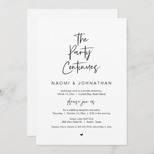 De partij gaat verder, zwart, weduwenuitloper kaart (Voorkant / Achterkant)