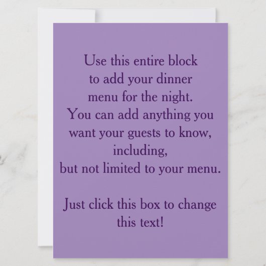 De Partij Initations van het diner Kaart (Achterkant)